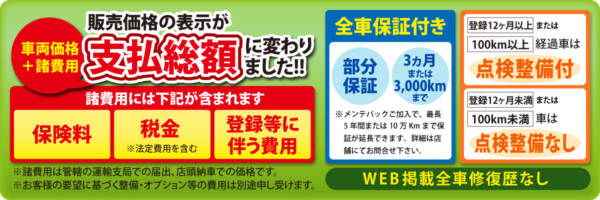 販売価格の表示が支払総額に変わりました